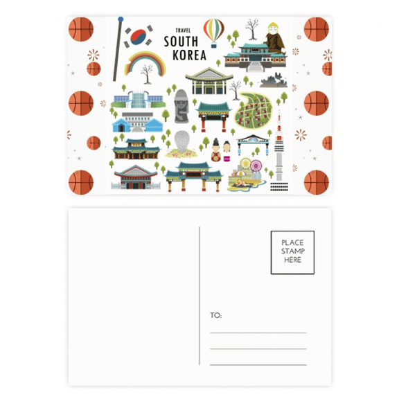 Travelling in South Korea Basketball Postcard Set Thanks Card Mailing Side 20pcs