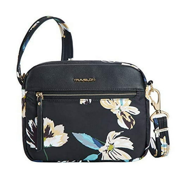 Travelon Addison-Anti-Theft-Small Crossbody Bag, Midnight Floral, One Size
