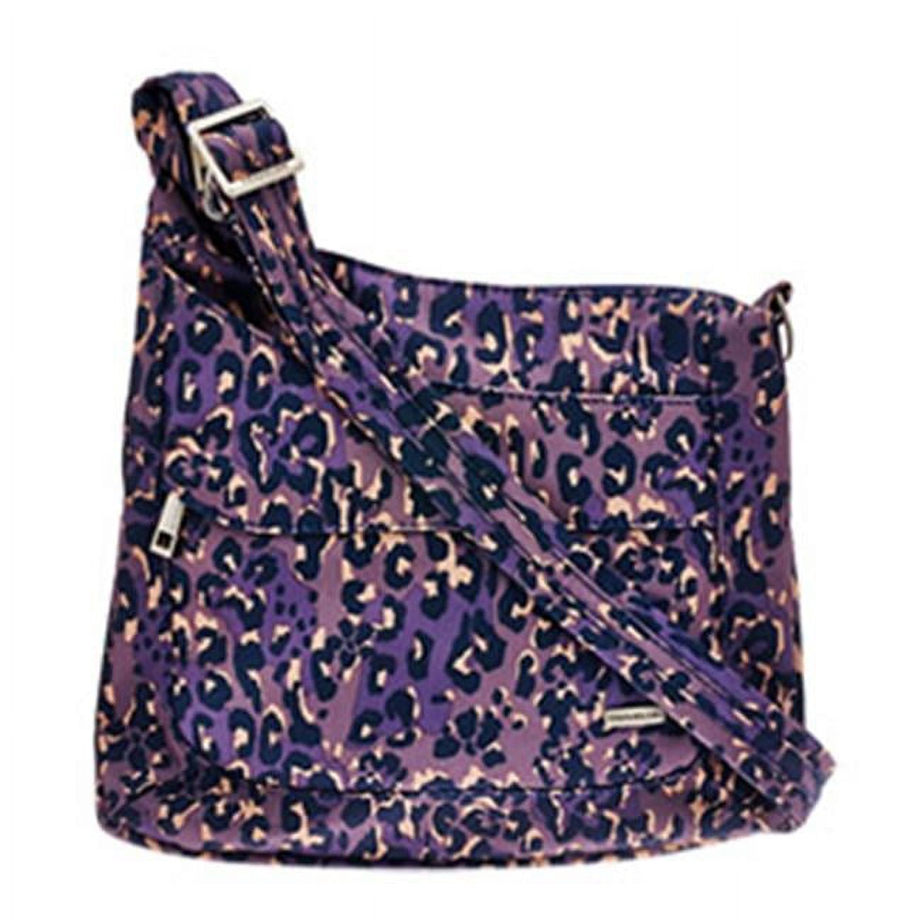 Travelon AntiTheft Asymmetric RFID Crossbody, Purple Leopard