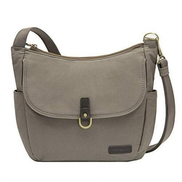 Travelon Anti-Theft Courier Bucket Hobo, Stone Gray, One Size