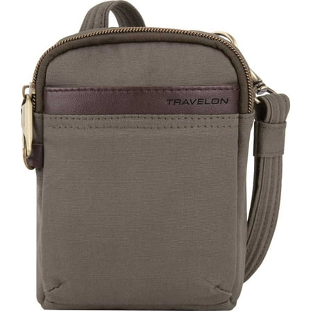 Travelon Anti-Theft Courier Mini Crossbody Cross Body Bag, Stone Gray, One Size