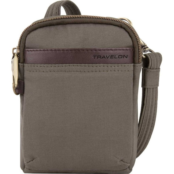 Travelon Anti-Theft Courier Mini Crossbody Cross Body Bag, Stone Gray, One Size