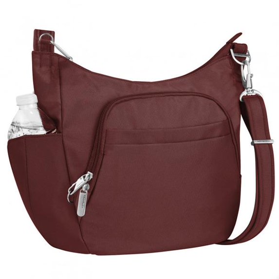 Travelon Anti Theft Cross Body Bucket Bag Wine