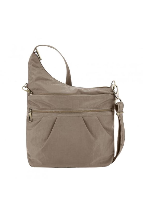 Anti-theft Signature 3 Compartment Cross Body Bag, Sable