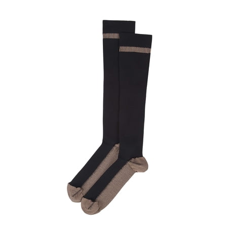 Travelon Black Unisex Copper Infused Compression Travel Socks - Large