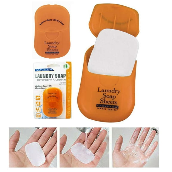 Travelon Laundry Soap Sheets 50-Count Mini Portable Travel Soap Paper Sheets