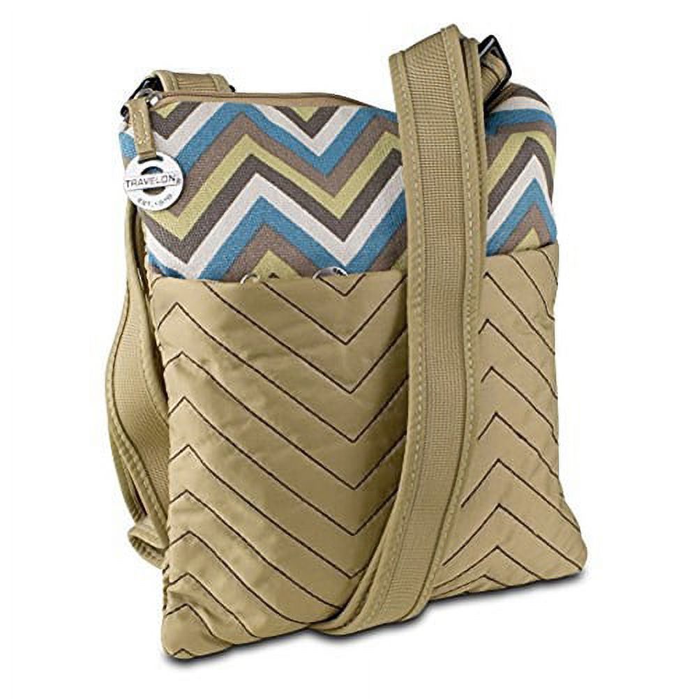 Travelon Quilted Crossbody Bag Zig Zag Tan