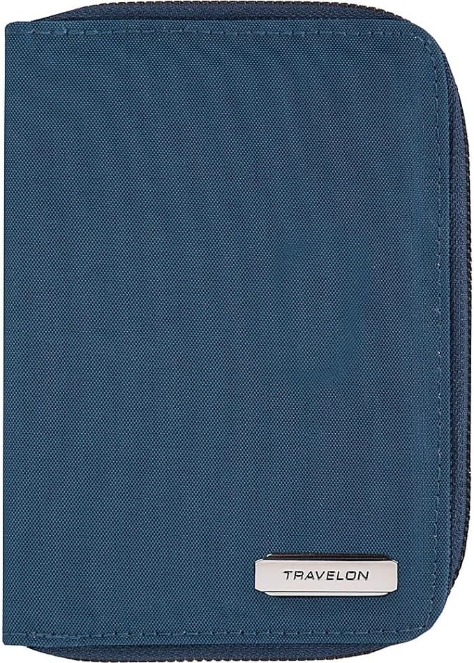 Travelon RFID Blocking Passport Zip Wallet, Ocean, 4 x6 .5
