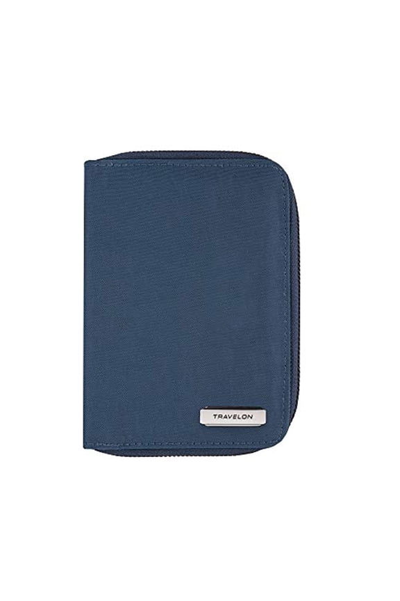 RFID Blocking Passport Zip Wallet, 4.5W x 6H x 0.75D, Ocean