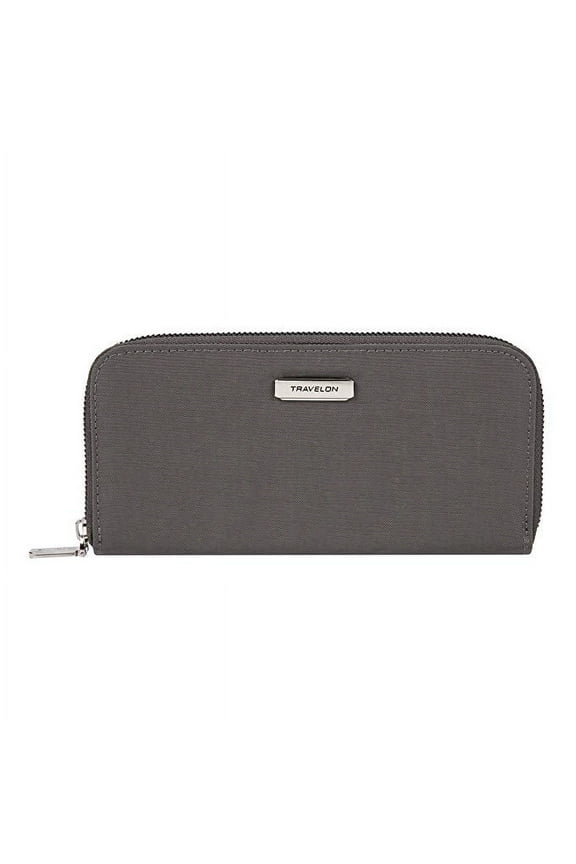 RFID Blocking Single Zip Wallet Smoke