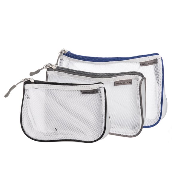 Travelon: Set of 3 Assorted Piped Pouches - Cool Tones