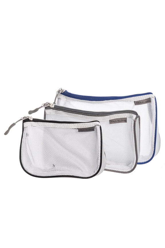 : Set of 3 Assorted Piped Pouches - Cool Tones