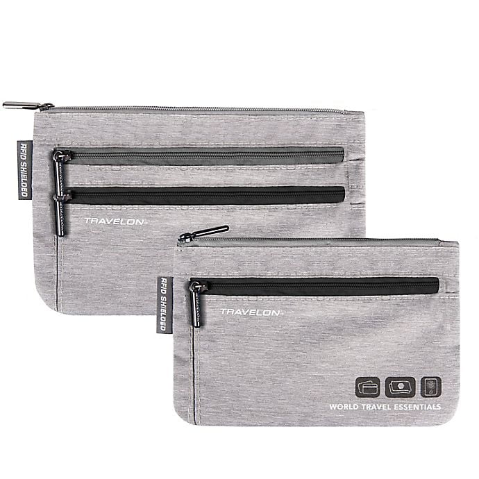Travelon World Travel Essentials 2-Piece Currency and Passport Organizer Set in Grey