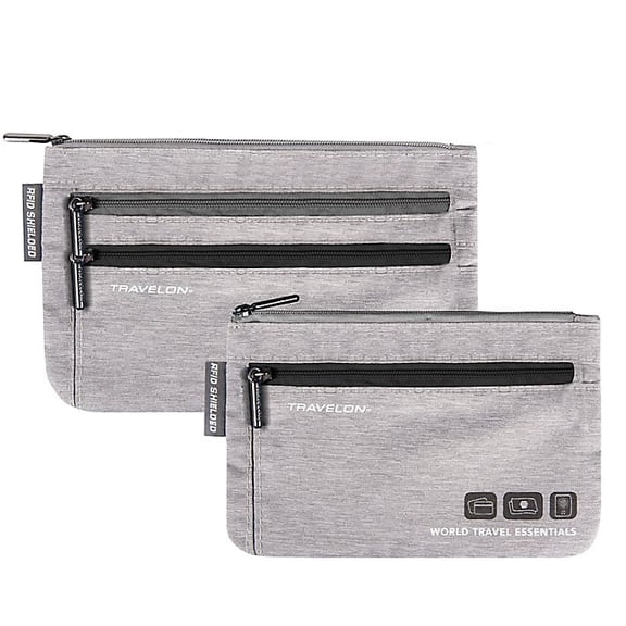 Travelon World Travel Essentials 2-Piece Currency and Passport Organizer Set in Grey