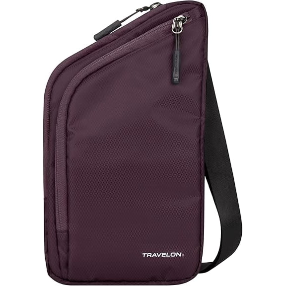 Travelon World Travel Essentials Slim Crossbody Bag, BlackBerry