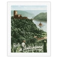 thumbnail image 1 of Travels in Germany (Deutschland) - Fürstenberg Castle Ruins - Rhine River - Vintage Travel Poster by F. Kratz c.1950s - Fine Art Rolled Canvas Print 20in x 26in, 1 of 4