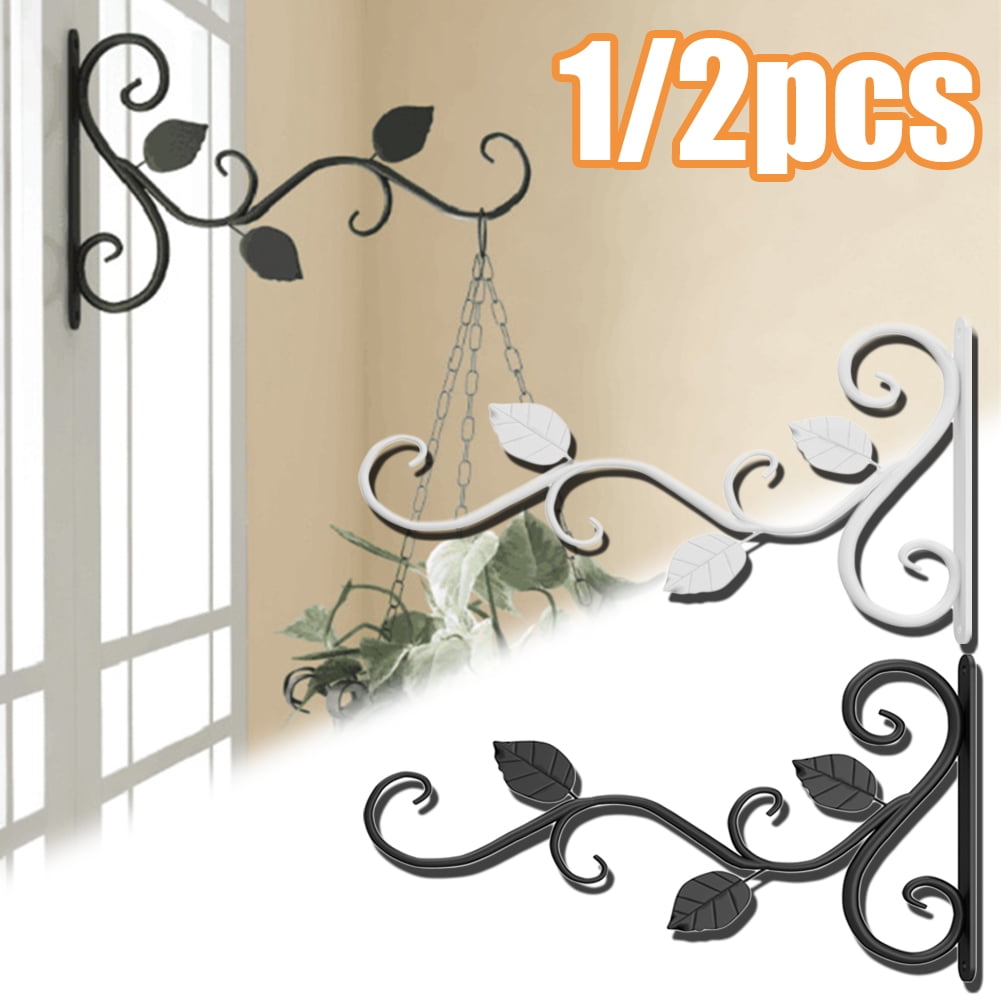 Travelwant 1/2Pcs Plant Hangers Outdoor Plant Hooks for Wall/Fence Hanging Planters Outside Flower Pot Hanging Basket Brackets Cast Iron Plant Hanger for Lantern/Bird Feeder