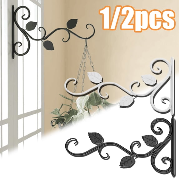 Travelwant 1/2Pcs Plant Hangers Outdoor Plant Hooks for Wall/Fence Hanging Planters Outside Flower Pot Hanging Basket Brackets Cast Iron Plant Hanger for Lantern/Bird Feeder