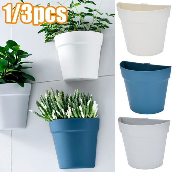 Travelwant 1/3Pcs Resin Wall Hanging Planter Pot Vertical Garden Living Wall Mount Window Hang Indoor Outdoor Plant Flower Basket for Kitchen Herb Balcony Railing Shelf Fence Bedroom