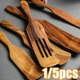 thumbnail image 1 of Travelwant 1/5Pcs Wooden Spatula for Cooking, Kitchen Spatula, Natural Teak Wooden Utensils including Wooden Paddle, Turner Spatula, Slotted Spatula and Wood Scraper, Nonstick Cookware, 1 of 7