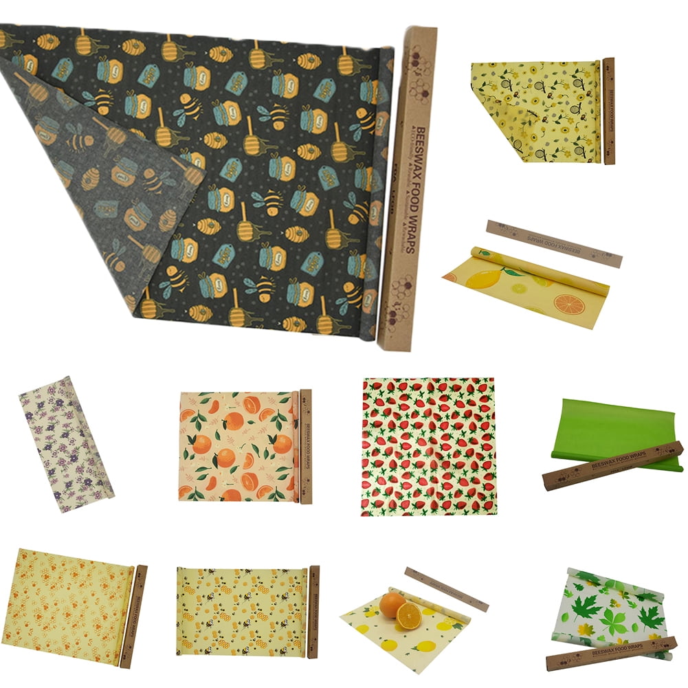 Travelwant 1 Roll Beeswax Food Wraps, Fruit Printed Beeswax Wraps, All
