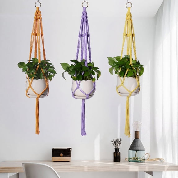 Travelwant 105 cm Boho Hand-Knotted Hanging Planter with Good Loading Capacity