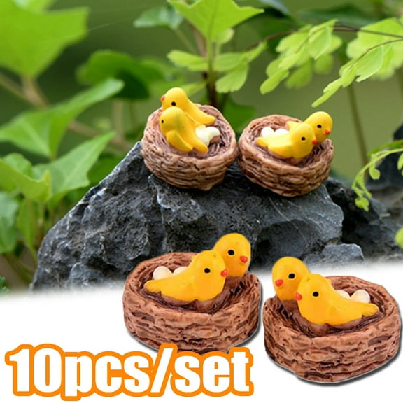 Travelwant 10Packs Miniature Bird Figurine Resin Mini Oriole Statue Resin Crafts Fairy Garden Miniatures, Easter Bird Nest Ornament Micro Landscape Fairy Garden Home Decor