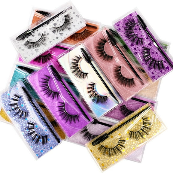 Travelwant 10Pairs Eyelashes Russian Strip Lashes Natural Fluffy Lashes Wispy Curly 15MM False Lashes 3D Effect Faux Mink Lashes