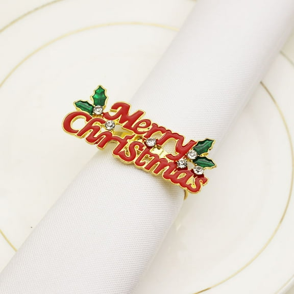 Travelwant 12Pcs Christmas Napkin Rings Red Merry Christmas Letter Napkin Ring, Napkin Holder for Thanksgiving Christmas Party Dinner Table Decor (Merry Christmas)