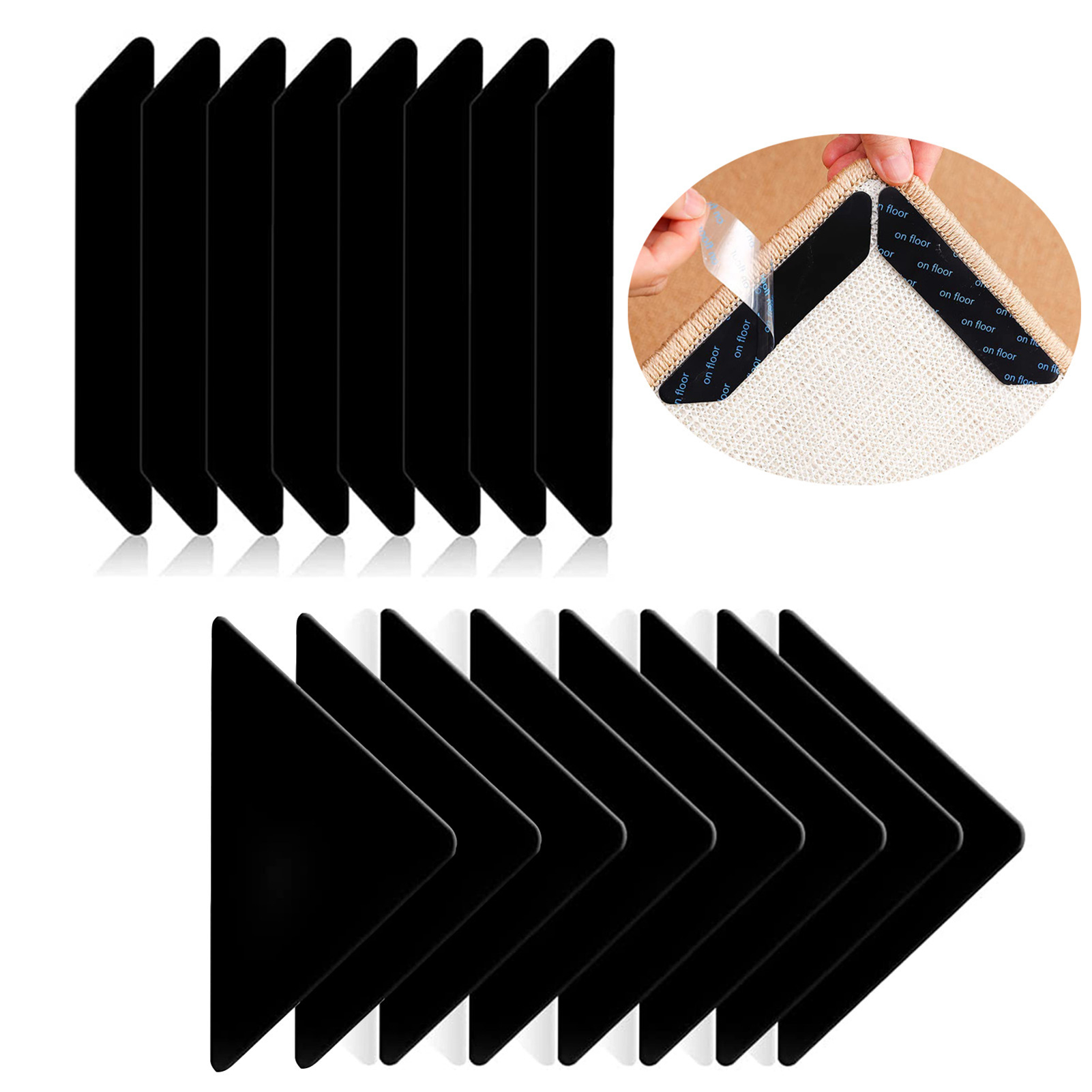 Double-Sided Non-Slip Rug Grippers – Enhanced Adhesive, Rubber Rug Stopper, UPC 196852125371