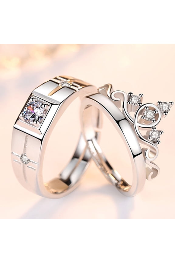 1Pair Wedding Bands Engagement Rings for Women, Cubic Zirconia Promise Rings for Her, Infinity Anniversary Simulated Diamond Ring Set