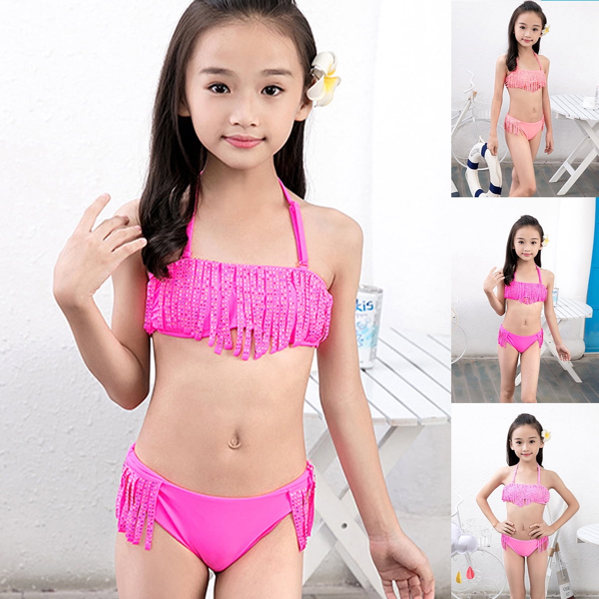 Travelwant 1Set Kids Swimsuit Stylish Charming Nylon Tassel