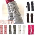 thumbnail image 1 of Travelwant 2 Pairs Women Cable-Knit Leg Warmers, Warm & Long Footless Leg Warmer Bowknot Ball Warm Solid Color Knitted Boot Socks for Autumn Winter, 1 of 1
