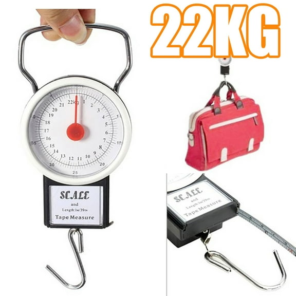 Travelwant 22KG Digital Hanging Scale Mechanical Kitchen and Fish Fishing Scale Multi-Purpose Portable Hand Held Dial Weight Scale with Tape Measure