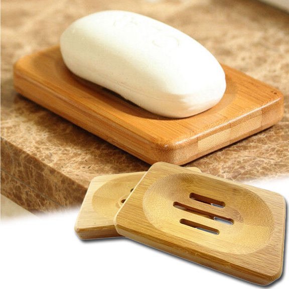Travelwant 2Packs Bamboo Wooden Soap Dish Holder, Self Draining Soap Case For Shower, Bathroom, Kitchen, Bath Tub, Razor, Sponges, Counter Top, Waterfall Drain Soap Dish Tray Bar Soap Saver