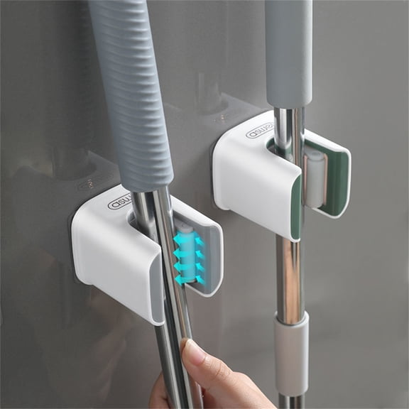 Travelwant 2Packs Broom Holder, Broom Gripper Mop Holders Wall Mount, Mop Racks Holders Self Adhesive No Drilling Super Durable, Broom Mop Dustpan Hanger