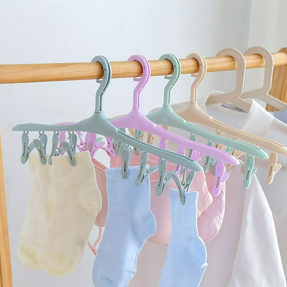 Travelwant 2Packs Non-Slip Clothes Hangers for Baby and Kids Hangers with Movable Clips, Heavy-Duty and Space-Saving with 8 Finger Clips,for Pants,Skirts, Coat-16.54" x 7.09"