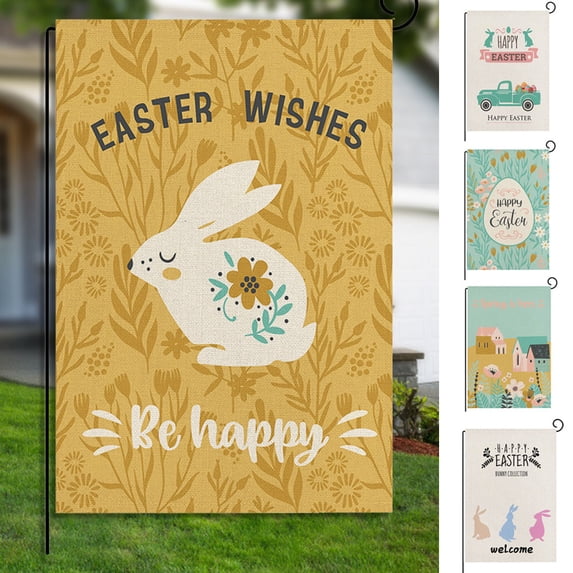 Travelwant 2Packs Spring Easter Vintage Rabbit Small Garden Flag Welcome Garden Flag Bunny Vertical Decorative Garden Flag Yard Banner for Outdoor Decorations-11.81inx17.72inx0.2in