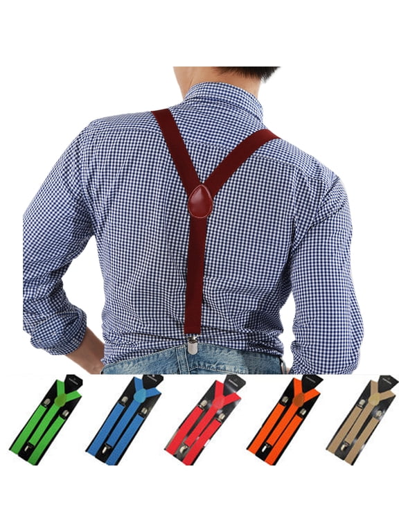 2Pcs Mens Women Suspenders Very Strong Clips Heavy Duty Braces One Size Fits All Wide Y Shape