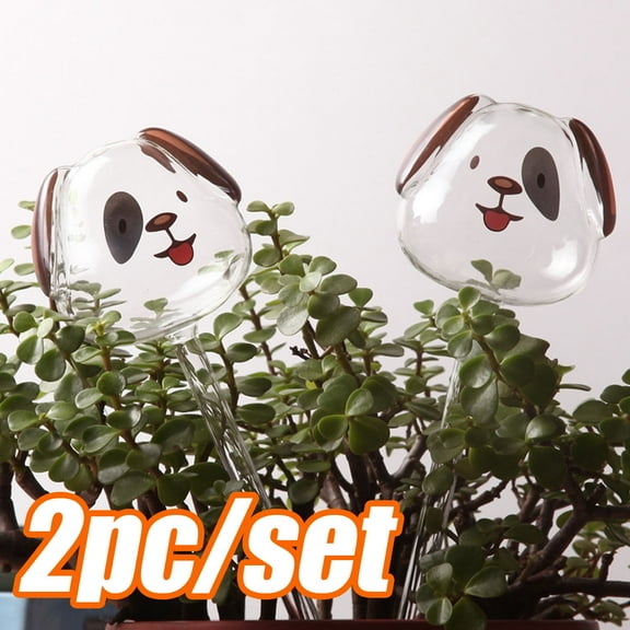 Travelwant 2Pcs Planter Waterer Self Watering Globes, Transparent Mini Durable Clear Glass Globes Bulbs, Automatic Plant Water Bulbs, Watering Bulbs, for Indoor & Outdoor Succulent, Cute Dog