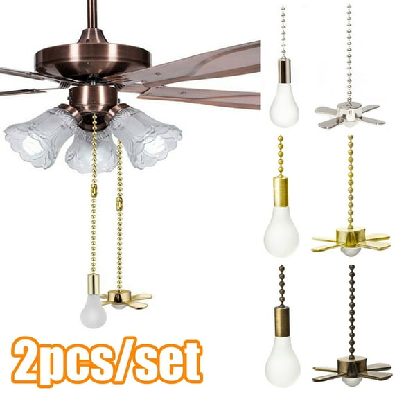Travelwant 2Pcs/Set Ceiling Fan Pull Chain Ornaments Extension Chains with Decorative Light Bulb and Fan Cord Fan Pull Chain Set for Ceiling Light Lamp Fan Chain-12.2"