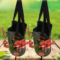 Travelwant 2Pcs/Set Hanging Strawberry Grow Bags Planter-Gardens Upside Down Planter with 12 Grow Pouches Plant Growing Hanger Bag for Tomato, Chili Planting Containers Garden Grow Bags
