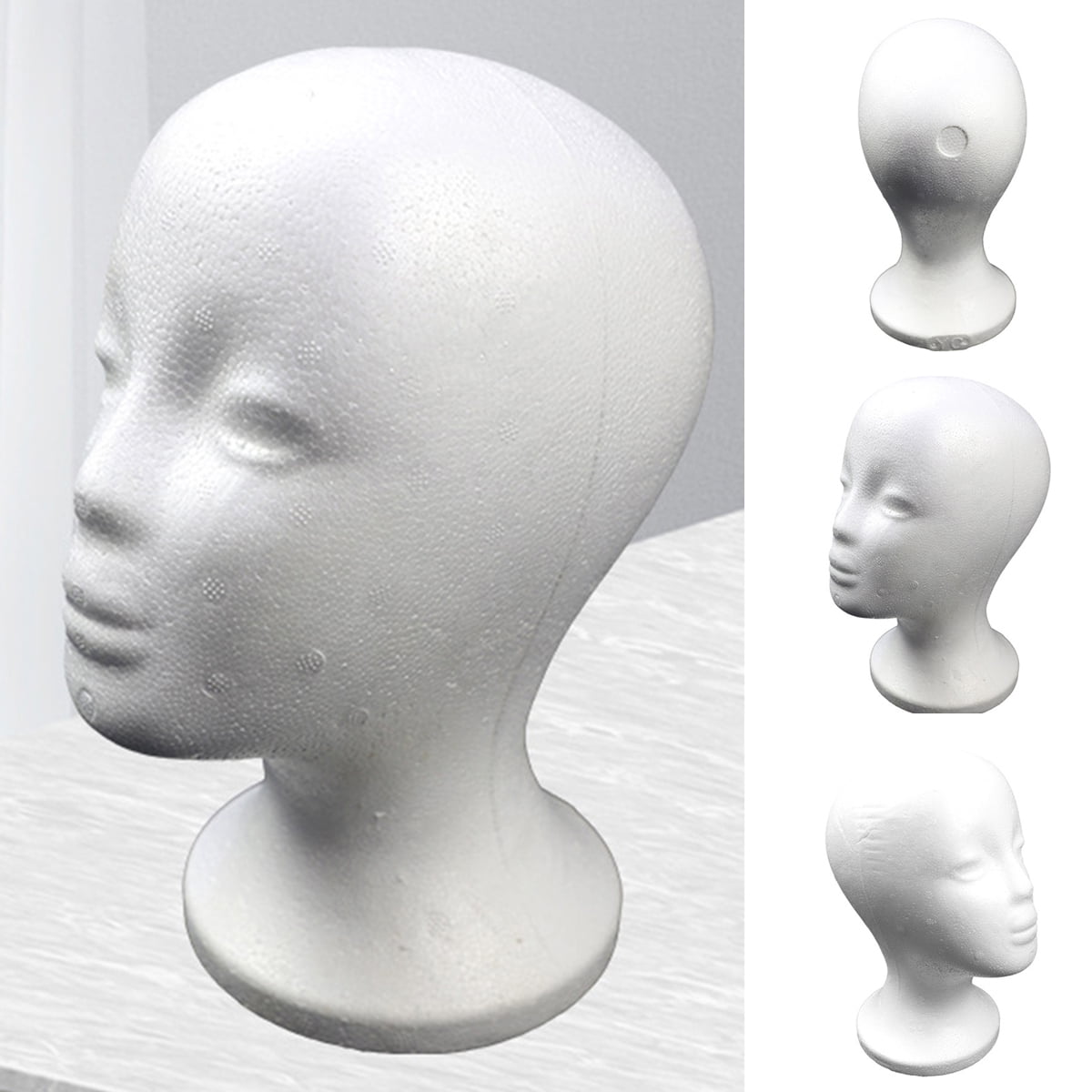 Travelwant Female Styrofoam Mannequin Head - White Foam Head