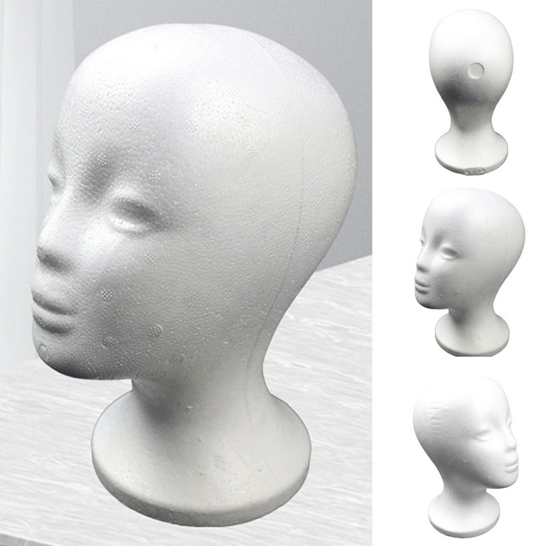 white styrofoam foam mannequin wig head