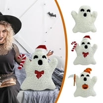 Travelwant 30CM Ghost Halloween Pillows Halloween Throw Pillows Stuffed Ghost Shaped Pillow Cute Soft Ghost Throw Pillow Decorative Spooky Pillows for Halloween Party Outdoor Home Cushion Decorations