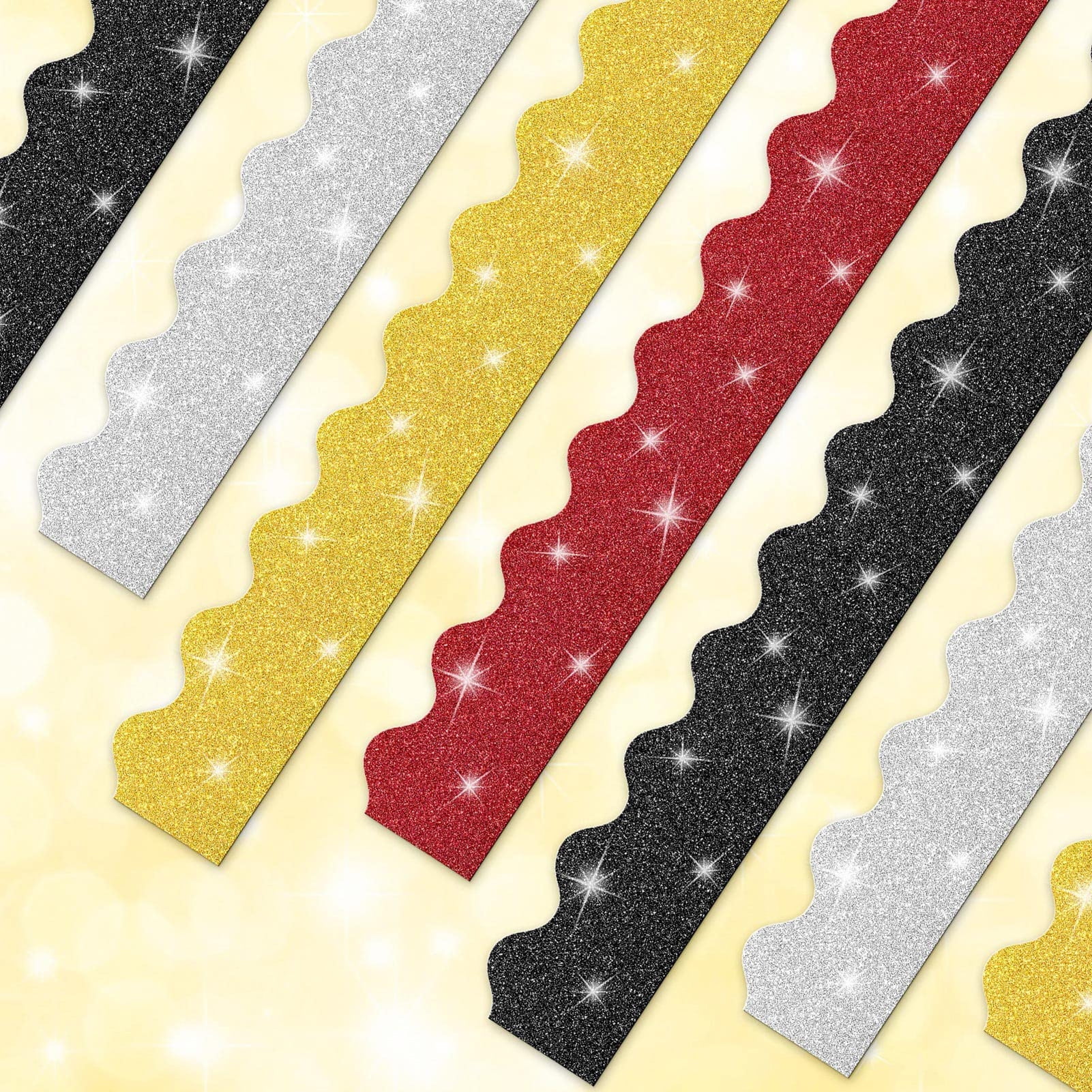 Travelwant 30Pcs Classroom Bulletin Board Borders, Glitter Die Cut