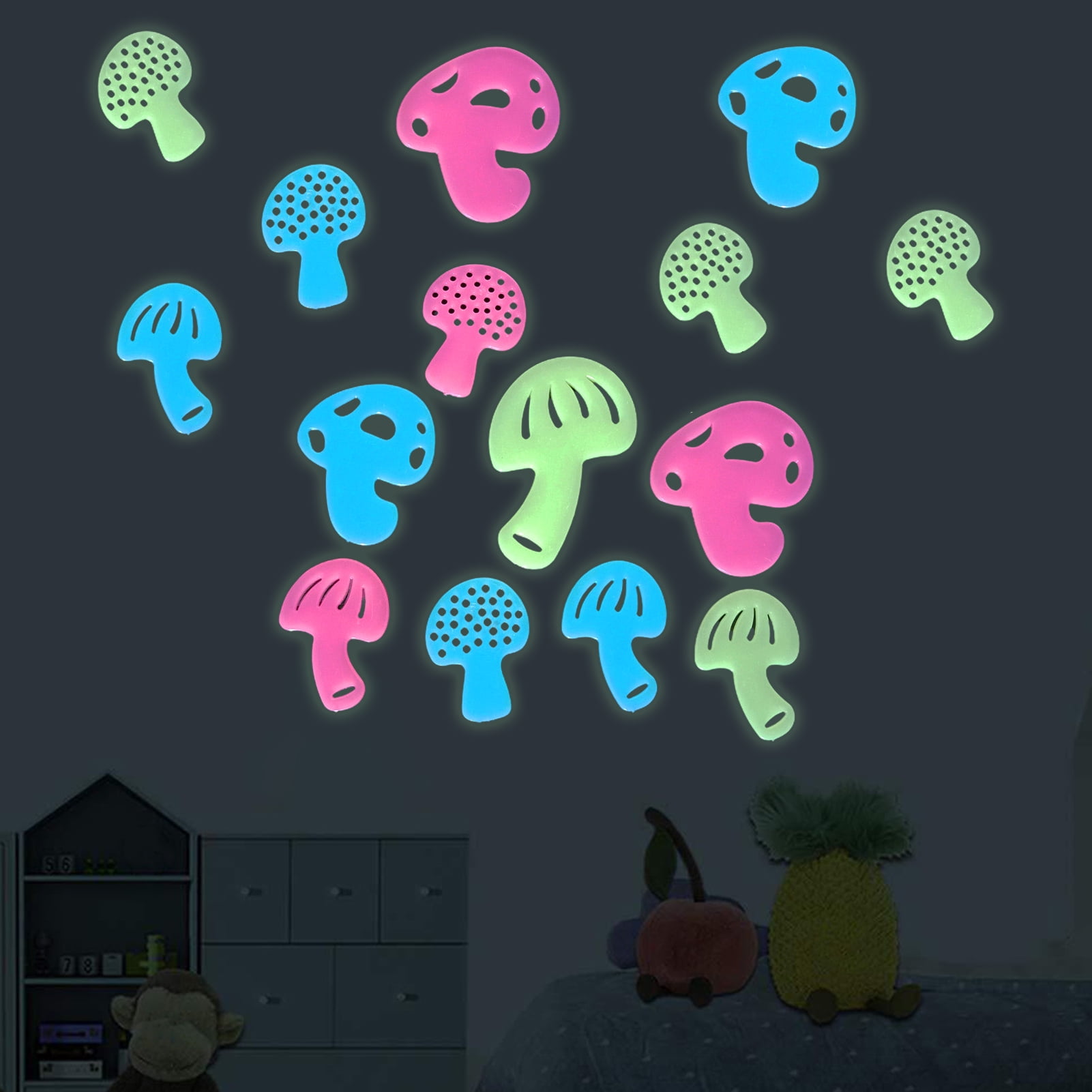 Travelwant 36Pcs/Bag Glow in The Dark Light Switch Wall Stickers Mushroom Wall Decal Luminous