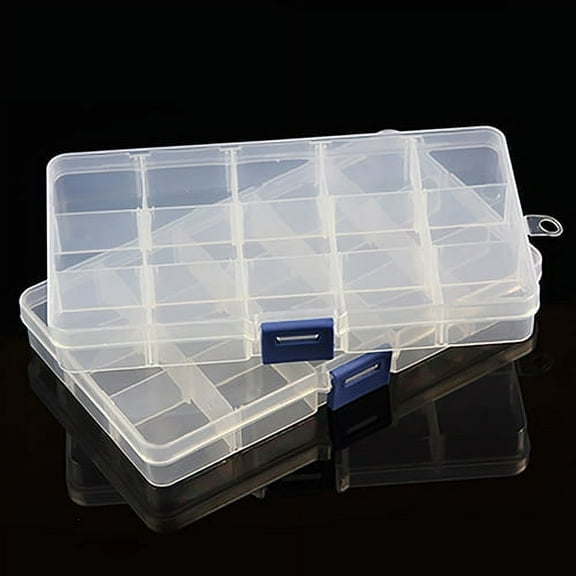 Travelwant 3Packs 10/15/24Grids Plastic Organizer Container Storage Box Adjustable Divider Removable Grid Compartment for Jewelry Beads Earring Tool Fishing Hook Small Accessories