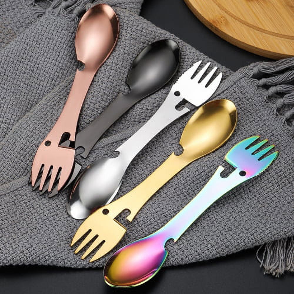 Travelwant 3Packs 5in1 Metal Sporks, Camping Spoon, Fork, Cutter