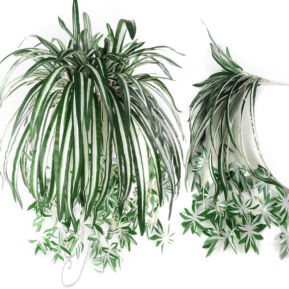 Travelwant 3Packs Artificial Chlorophytum Silk Flowers, Artificial Flowers Spider Plant Fake Greenery Faux Plant Hanging Basket Ivy Green Leaves